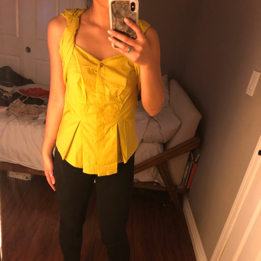 Anthropologie Mustard yellow blouse top